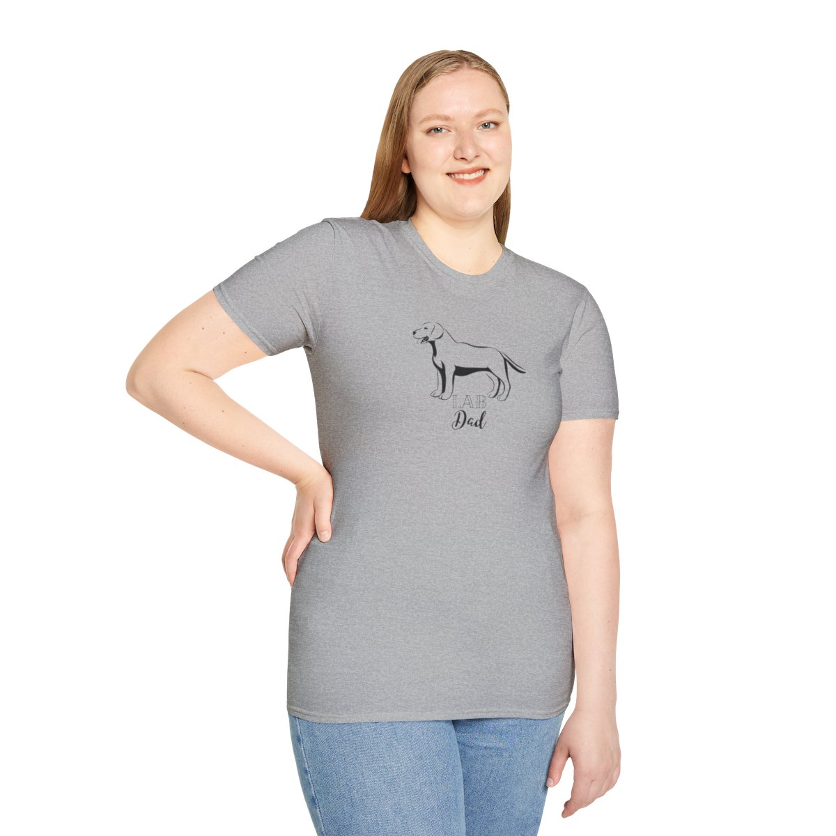 Veterans Rescue Ranch Lab Dad Softstyle Tee, a must-have for dog-loving patriots. Every purchase supports our mission to End #22aDay. Join the pack and make a difference today! #VeteransRescueRanch #DogLovers - Image 6